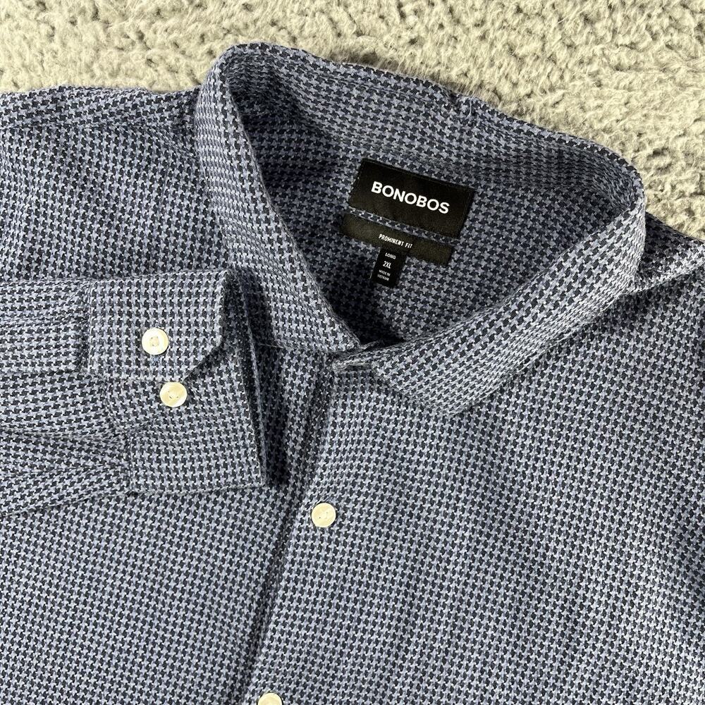 Bonobos Prominent Fit Long Sleeve Button Down Shirt Mens 2XL TALL Houndstooth